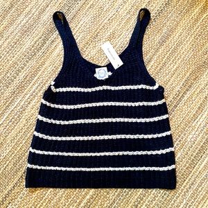 Blue Rain (Francesca’s) Navy Blue and white stripped, sweater tank top